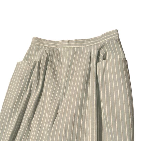 Vintage 1980s Pastel Mint High Waist Summer Stripe Trouser Pants / Small - - Picture 2 of 4